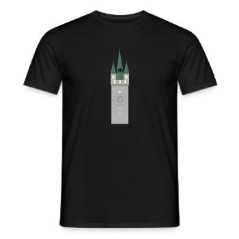 Straubing city tower at night - Men's T-Shirt - black - Front - AI Model Male 178 light (178cm)