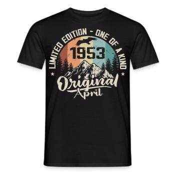 April 1953 Birthday Gift April 1953 - Men's T-Shirt - black - Front - AI Model Male 178 light (178cm)