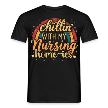 Chillin' With My Nursing Home-ies Funny Nursing - Men's T-Shirt - black - Front - AI Model Male 178 light (178cm)