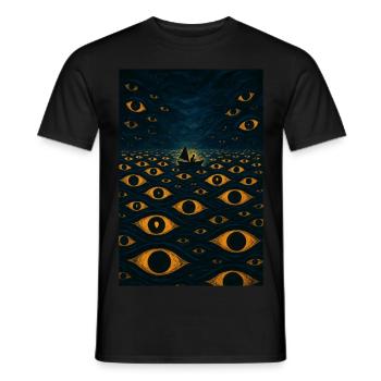 Surreal Ocean of Eyes Midnight Cruise - Men's T-Shirt - black - Front - AI Model Male 178 light (178cm)