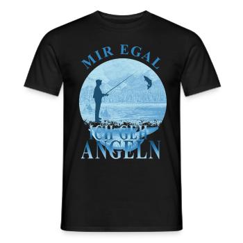 I DON'T CARE I go fishing - Angler with fish - Men's T-Shirt - black - Front - AI Model Male 178 light (178cm)