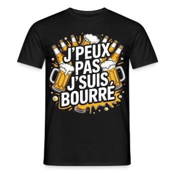 J'Peux Pas J'Suis Bourré Apéro Humour - T-shirt homme - noir - Devant - AI Model Male 178 light (178cm)