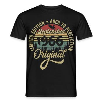 59th birthday September 1966 - 59 years old - Men's T-Shirt - black - Front - AI Model Male 178 light (178cm)