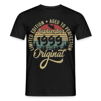 26th birthday September 1999 - 26 years old - Men's T-Shirt - black - Front - AI Model Male 178 light (178cm)