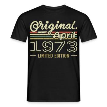 Avril 1973 Cadeau 52e Anniversaire Avril 1973 - T-shirt homme - noir - Devant - AI Model Male 178 light (178cm)