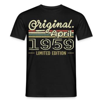 April 1959 66th Anniversary Gift April 1959 - Men's T-Shirt - black - Front - AI Model Male 178 light (178cm)