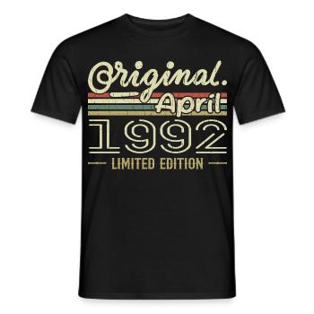 Avril 1992 Cadeau 33e Anniversaire Avril 1992 - T-shirt homme - noir - Devant - AI Model Male 178 light (178cm)