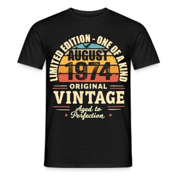 August 1974 Geburtstag August 1974 - Männer T-Shirt - Schwarz - Vorne - AI Model Male 178 light (178cm)