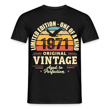 1971 Birthday Gift Vintage 1971 Retro 1971 - Men's T-Shirt - black - Front - AI Model Male 178 light (178cm)
