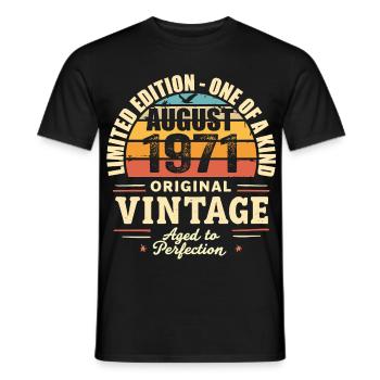 Août 1971 Anniversaire Août 1971 - August 1971 - T-shirt homme - noir - Devant - AI Model Male 178 light (178cm)