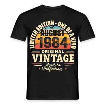 Août 1984 Anniversaire Août 1984 - August 1984 - T-shirt homme - noir - Devant - AI Model Male 178 light (178cm)