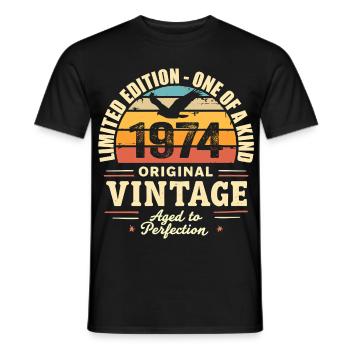 1974 Birthday Gift Vintage 1974 Retro 1974 - Men's T-Shirt - black - Front - AI Model Male 178 light (178cm)