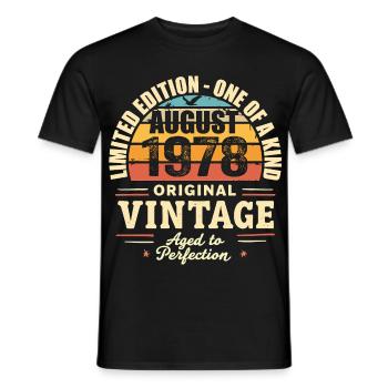 Août 1978 Anniversaire Août 1978 - August 1978 - T-shirt homme - noir - Devant - AI Model Male 178 light (178cm)