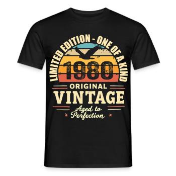 Cadeau Anniversaire 1980 Millésime 1980 Rétro 1980 - T-shirt homme - noir - Devant - AI Model Male 178 light (178cm)