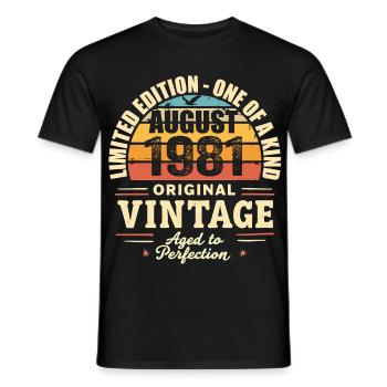 August 1981 Geburtstag August 1981 - August 1981 - Männer T-Shirt - Schwarz - Vorne - AI Model Male 178 light (178cm)