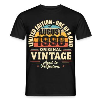 August 1990 Jubiläum August 1990 - August 1990 - Männer T-Shirt - Schwarz - Vorne - AI Model Male 178 light (178cm)