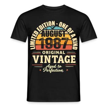 Août 1987 Anniversaire Août 1987 - August 1987 - T-shirt homme - noir - Devant - AI Model Male 178 light (178cm)