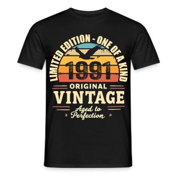 Cadeau Anniversaire 1991 Millésime 1991 Rétro 1991 - T-shirt homme - noir - Devant - AI Model Male 178 light (178cm)