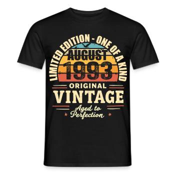 Août 1993 Anniversaire Août 1993 - August 1993 - T-shirt homme - noir - Devant - AI Model Male 178 light (178cm)