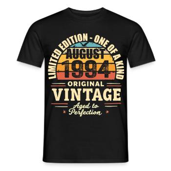 Août 1994 Anniversaire Août 1994 - August 1994 - T-shirt homme - noir - Devant - AI Model Male 178 light (178cm)