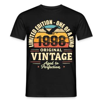 1998 Geburtstagsgeschenk Jahrgang 1998 Retro 1998 - Männer T-Shirt - Schwarz - Vorne - AI Model Male 178 light (178cm)