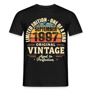 Septembre 1997 Cadeau 1997 Vintage Septembre 1997 - T-shirt homme - noir - Devant - AI Model Male 178 light (178cm)