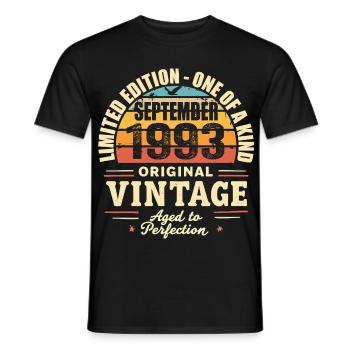 September 1993 Gift 1993 Vintage September 1993 - Men's T-Shirt - black - Front - AI Model Male 178 light (178cm)