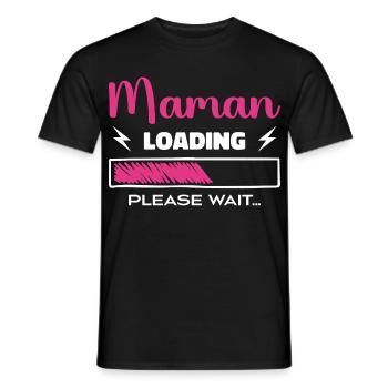 Mama lädt Bitte warten... - Männer T-Shirt - Schwarz - Vorne - AI Model Male 178 light (178cm)