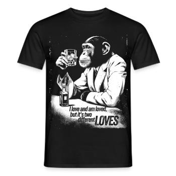J’aime et je suis aimé – Sad Monkey Whiskey Art - T-shirt homme - noir - Devant - AI Model Male 178 light (178cm)