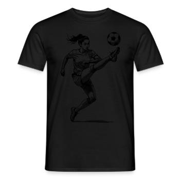 Kickerin im Fokus: Frauenfußball und Torschuss - Männer T-Shirt - Schwarz - Vorne - AI Model Male 178 light (178cm)