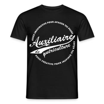 Auxiliaire de puériculture - T-shirt homme - noir - Devant - AI Model Male 178 light (178cm)