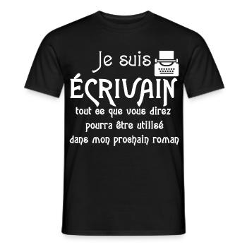 Je suis écrivain - T-shirt homme - noir - Devant - AI Model Male 178 light (178cm)