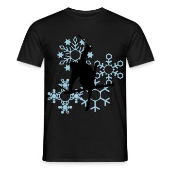 Skier mit Schneeflocken - Männer T-Shirt - Schwarz - Vorne - AI Model Male 178 light (178cm)