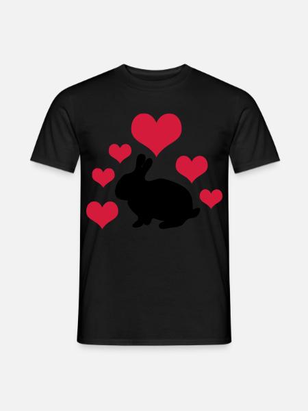 Rabbit with 6 hearts 2 - Men's T-Shirt - black