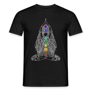 Yoga Chakra Energy Lotus Flower Buddha Tattoo Girl - Men's T-Shirt - black - Front - AI Model Male 178 light (178cm)