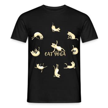 Cat yoga cat cute namaste meditation lotus - Men's T-Shirt - black - Front - AI Model Male 178 light (178cm)