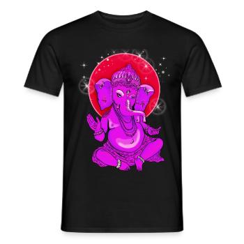 ganesha yoga india buddha god meditation elephant - Men's T-Shirt - black - Front - AI Model Male 178 light (178cm)