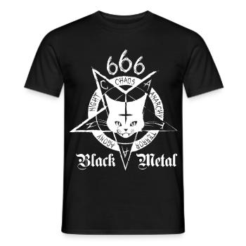Black Metal Cat - CATAN (weißes Logo) - Männer T-Shirt - Schwarz - Vorne - AI Model Male 178 light (178cm)