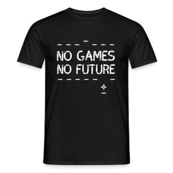 no games no future pixel nerd geek computer pc lol - Men's T-Shirt - black - Front - AI Model Male 178 light (178cm)