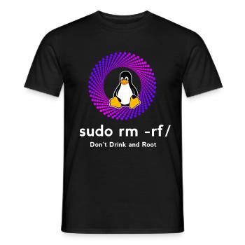 Computer Sys admin Pinguin Nerd pc sudo rm -rf cod - Männer T-Shirt - Schwarz - Vorne - AI Model Male 178 light (178cm)