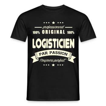Logisticien Original - T-shirt homme - noir - Devant - AI Model Male 178 light (178cm)