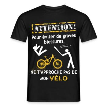 NE T'APPROCHE PAS DE MON VÉLO ! - VTT - T-shirt homme - noir - Devant - AI Model Male 178 light (178cm)