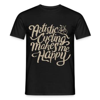 Artistic Cycling, Artistic Cycling, Makes Me Happy - Men's T-Shirt - black - Front - AI Model Male 178 light (178cm)