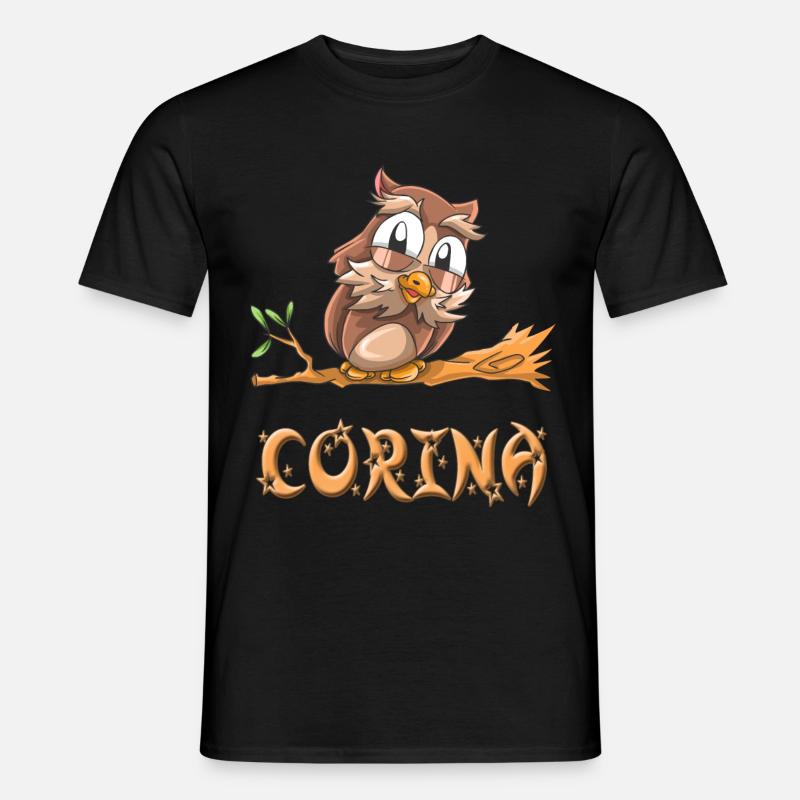 Eule Corina - Männer T-Shirt - Schwarz