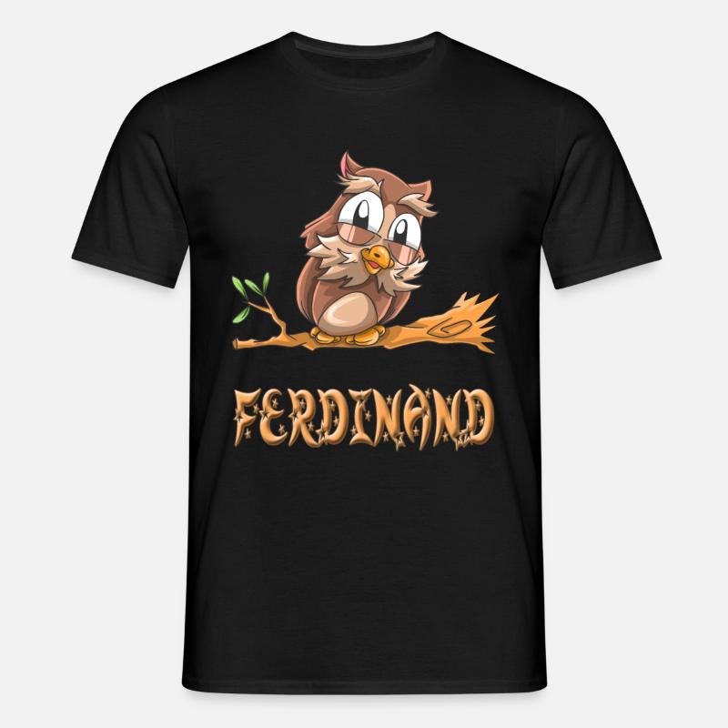 Eule Ferdinand - Männer T-Shirt - Schwarz