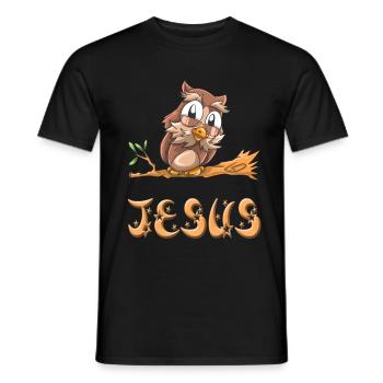Eule Jesus - Männer T-Shirt - Schwarz - Vorne - AI Model Male 178 light (178cm)