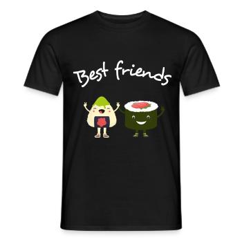 Best Friends: Sushi & Avocado daycare school japan - Men's T-Shirt - black - Front - AI Model Male 178 light (178cm)