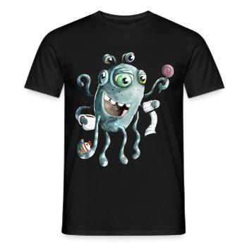 Funny monster of the deep sea - Men's T-Shirt - black - Front - AI Model Male 178 light (178cm)