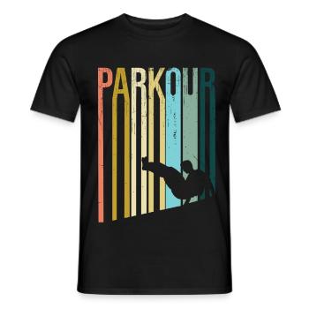 Parkour Retro - Männer T-Shirt - Schwarz - Vorne - AI Model Male 178 light (178cm)