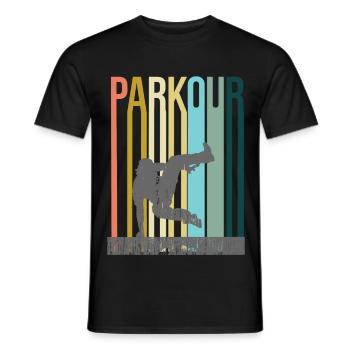 Parkour Retro - Men's T-Shirt - black - Front - AI Model Male 178 light (178cm)